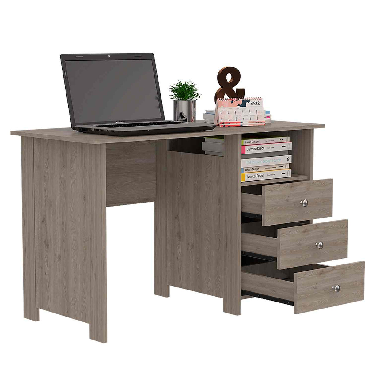 Escritorio Bianco Ceniza 120x75cm Con Tres Cajones - Escritorios | Bylmo