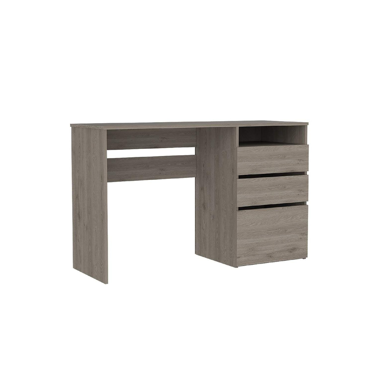 Escritorio Lucca Ceniza 121 cm x 75 cm con 1 Entrepaño, 2 Cajones y 1 Archivador Inferior - Escritorios | Bylmo