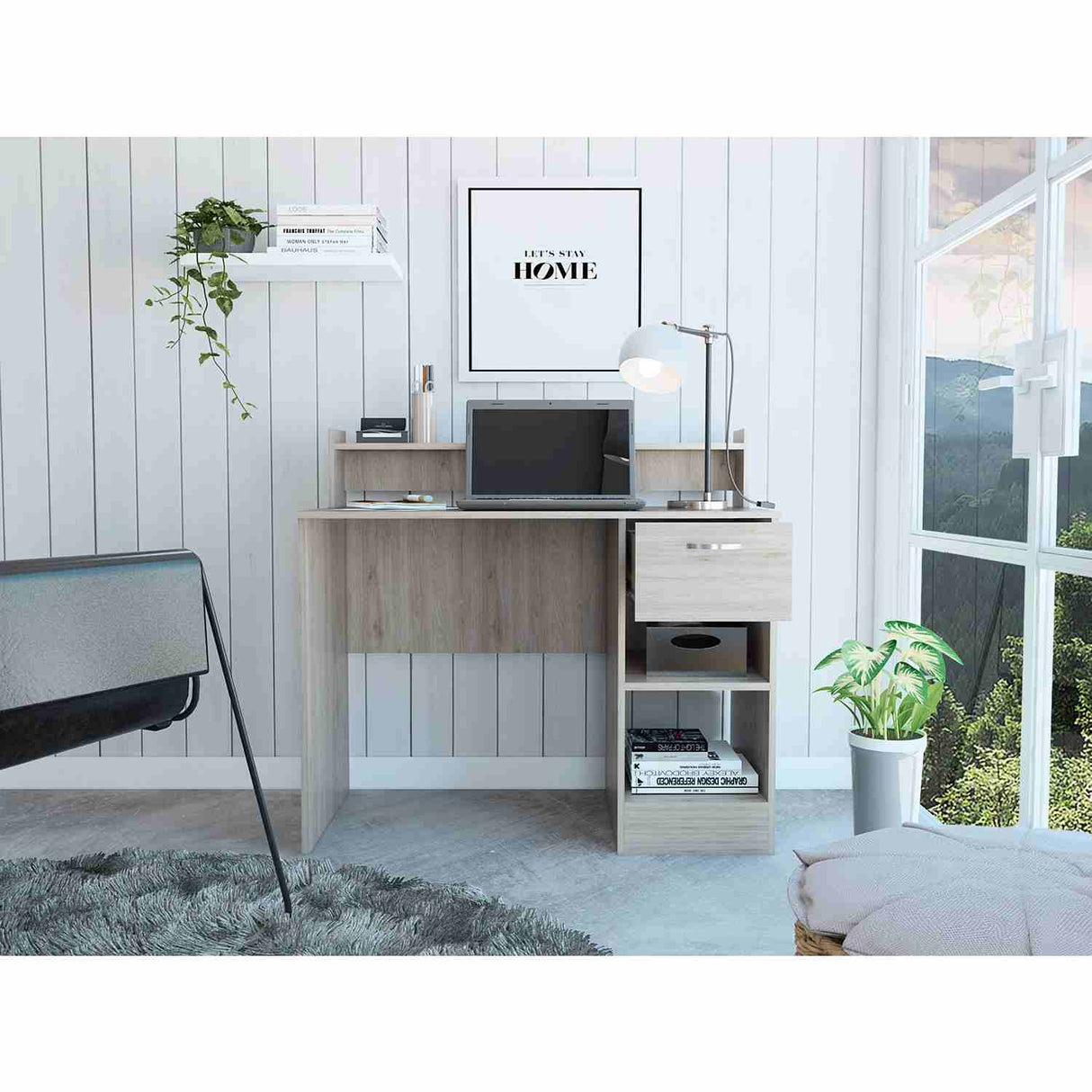 Escritorio Manaos Wengue 93 cm con Un Cajon y Entrepaños - Escritorios | Bylmo