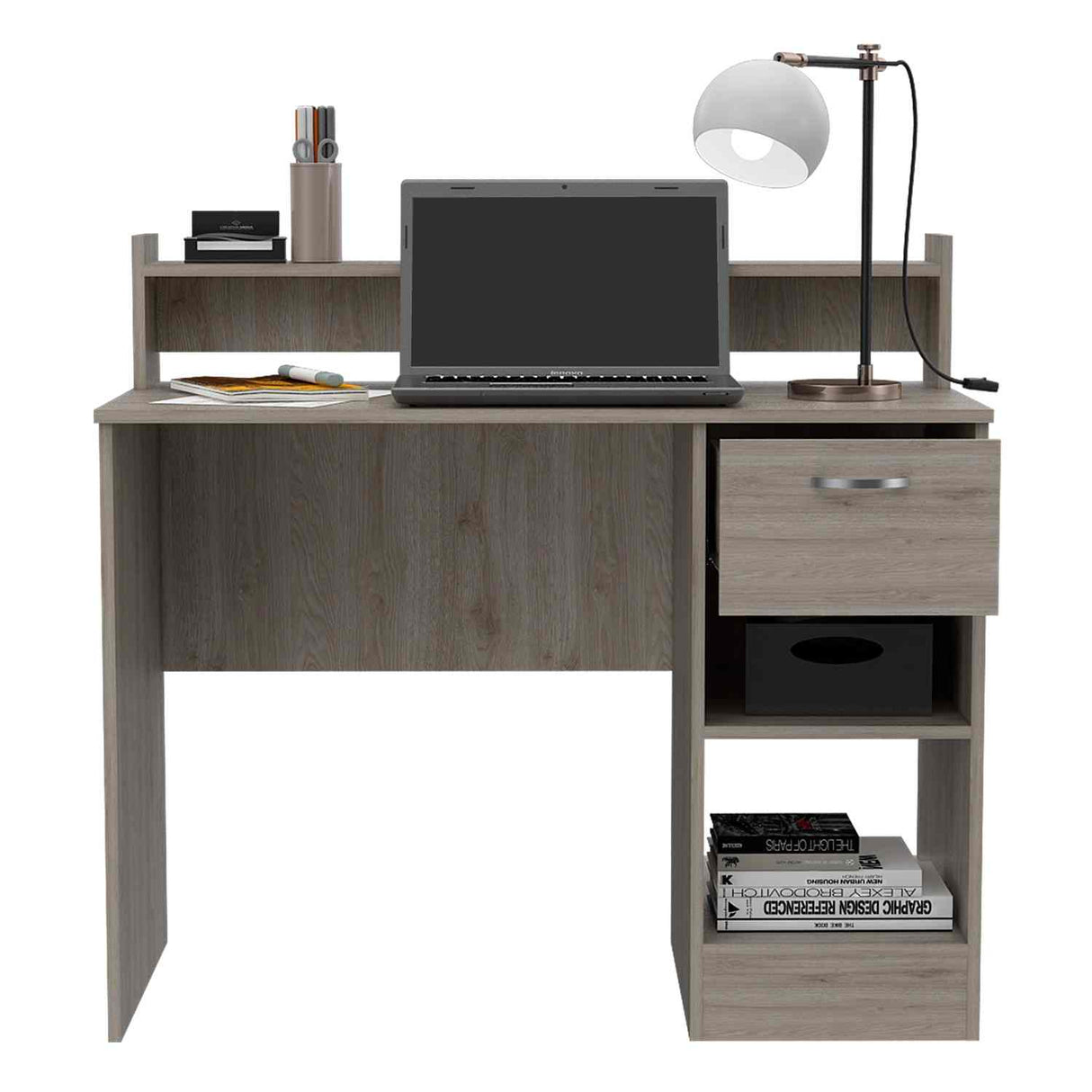 Escritorio Manaos Wengue 93 cm con Un Cajon y Entrepaños - Escritorios | Bylmo