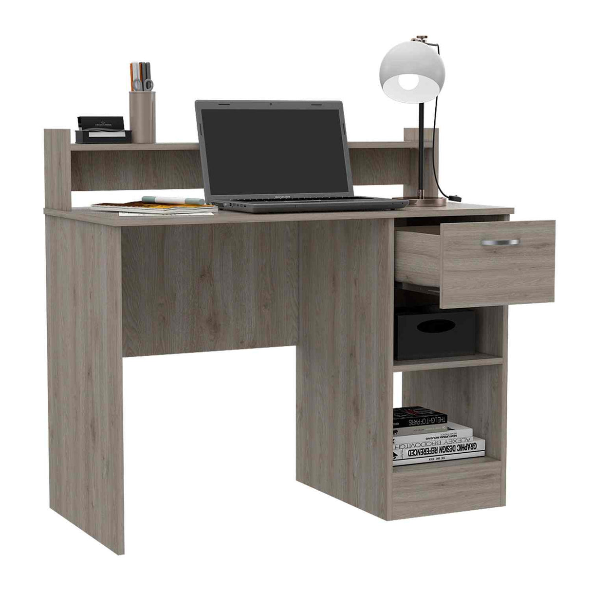 Escritorio Manaos Wengue 93 cm con Un Cajon y Entrepaños - Escritorios | Bylmo