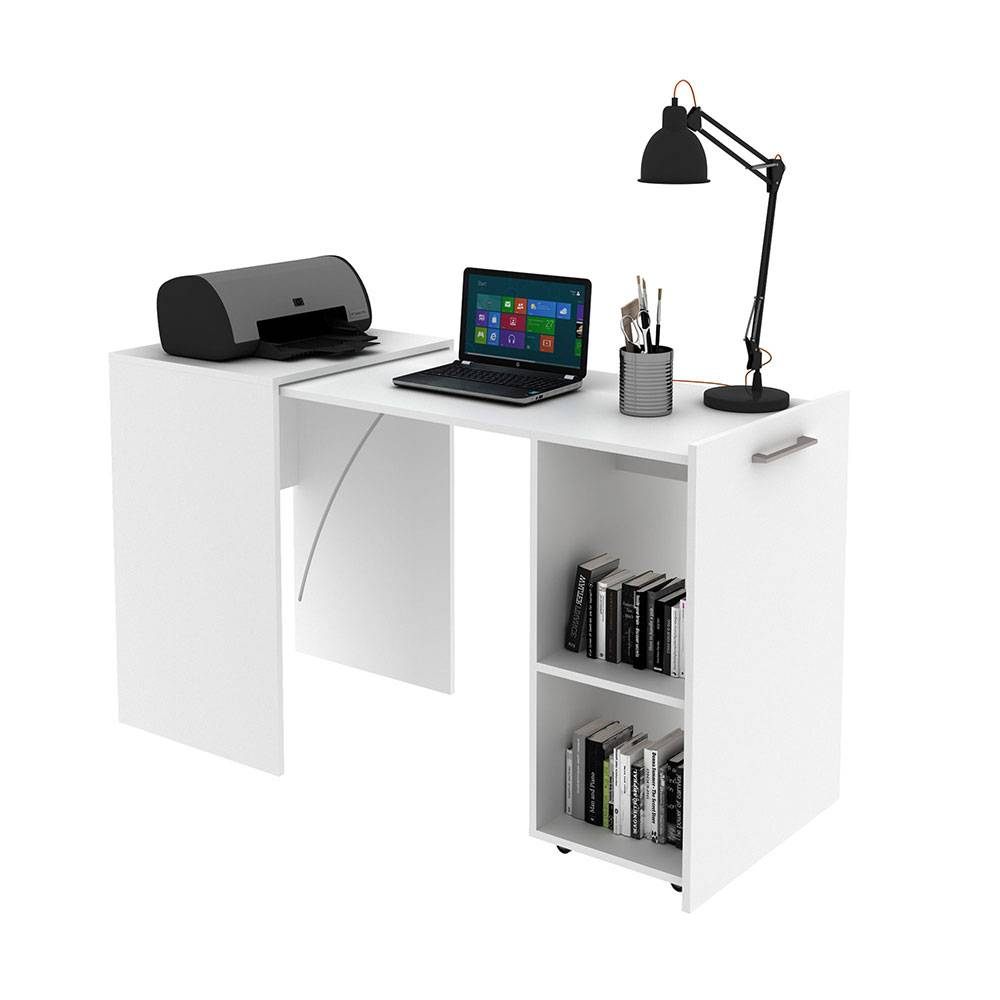 Escritorio Cádiz Blanco 131 cm Transformable con Entrepaños - Escritorios y Archivadores | Bylmo