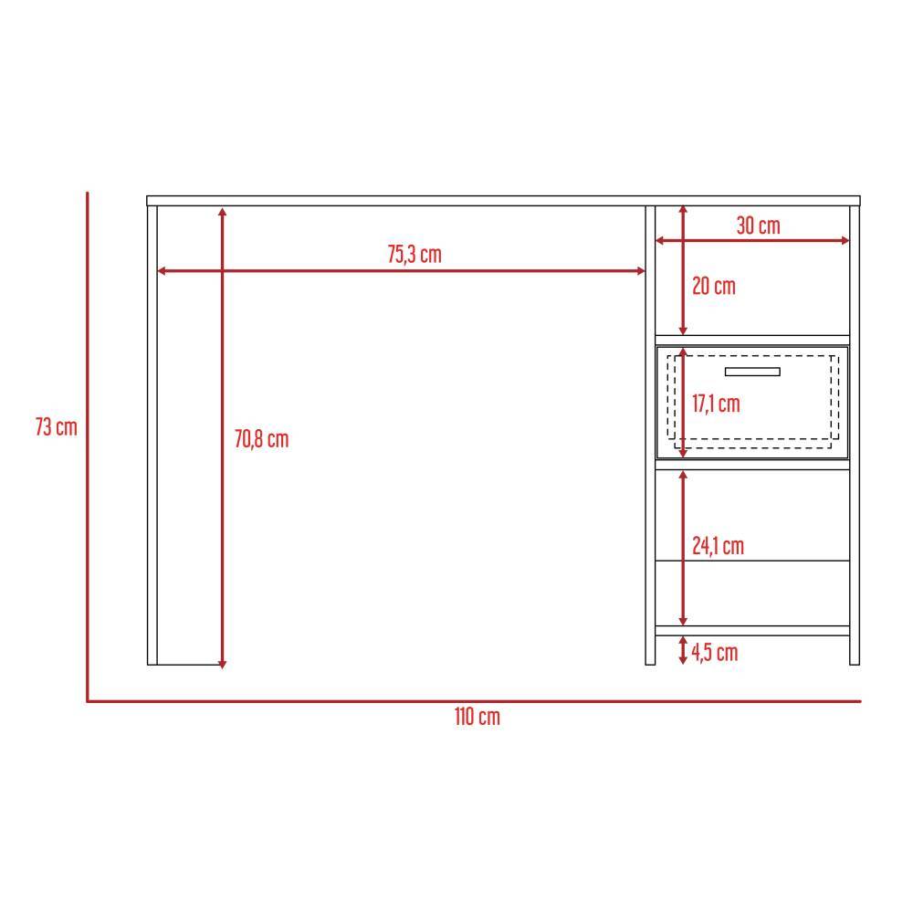 Escritorio Office 12 Wengue 110 cm con Cajón y Entrepaños - Escritorios y Archivadores | Bylmo