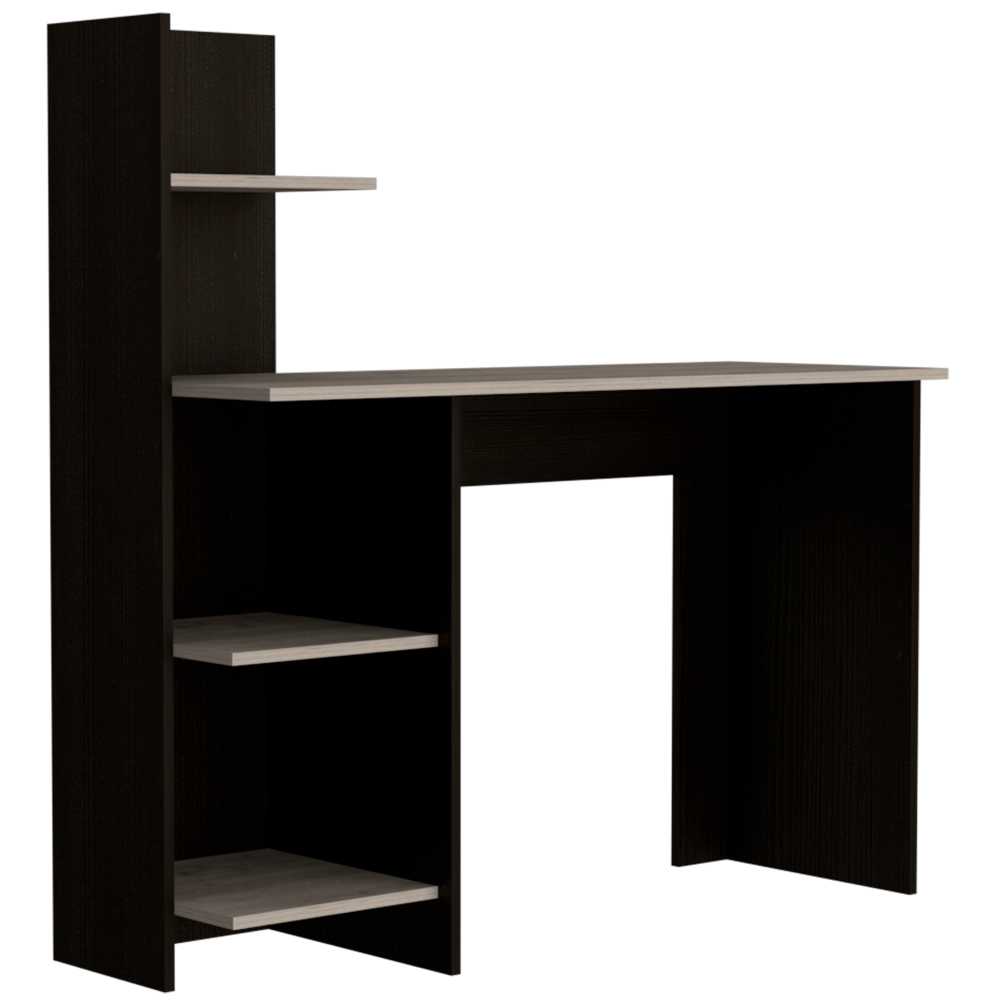 Escritorio Office Wengue y Ceniza 120x120.6cm sin Cajones y con Organizador de Libros - Escritorios y Archivadores | Bylmo