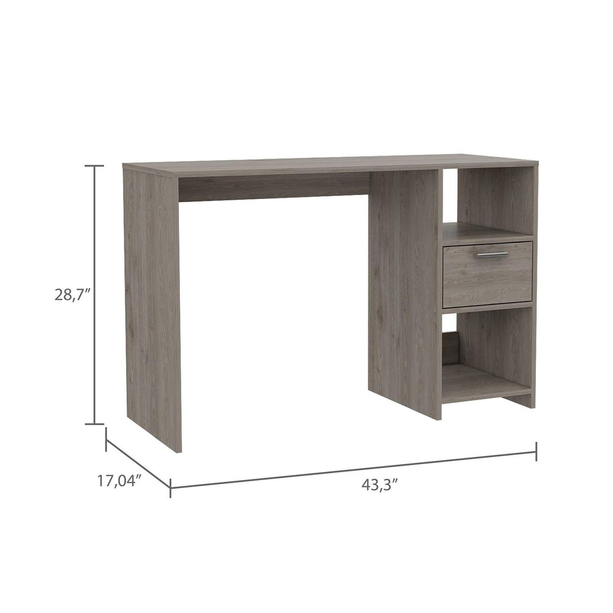 Escritorio Omma Ceniza 110 cm con Un Cajón y Dos Entrepaños - Escritorios | Bylmo