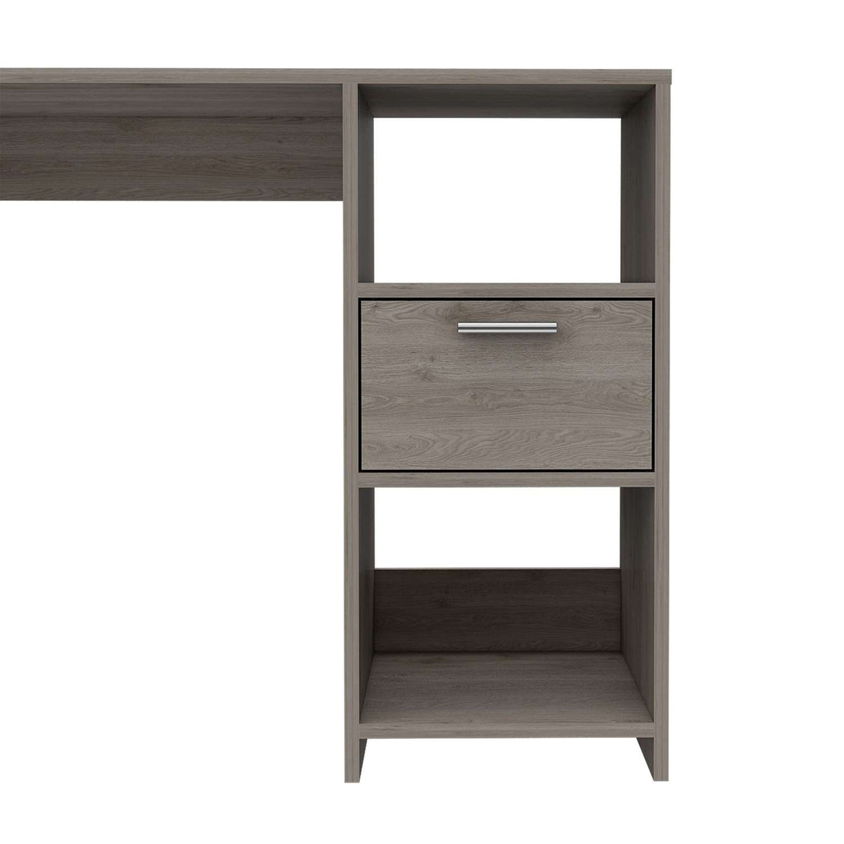 Escritorio Omma Ceniza 110 cm con Un Cajón y Dos Entrepaños - Escritorios | Bylmo