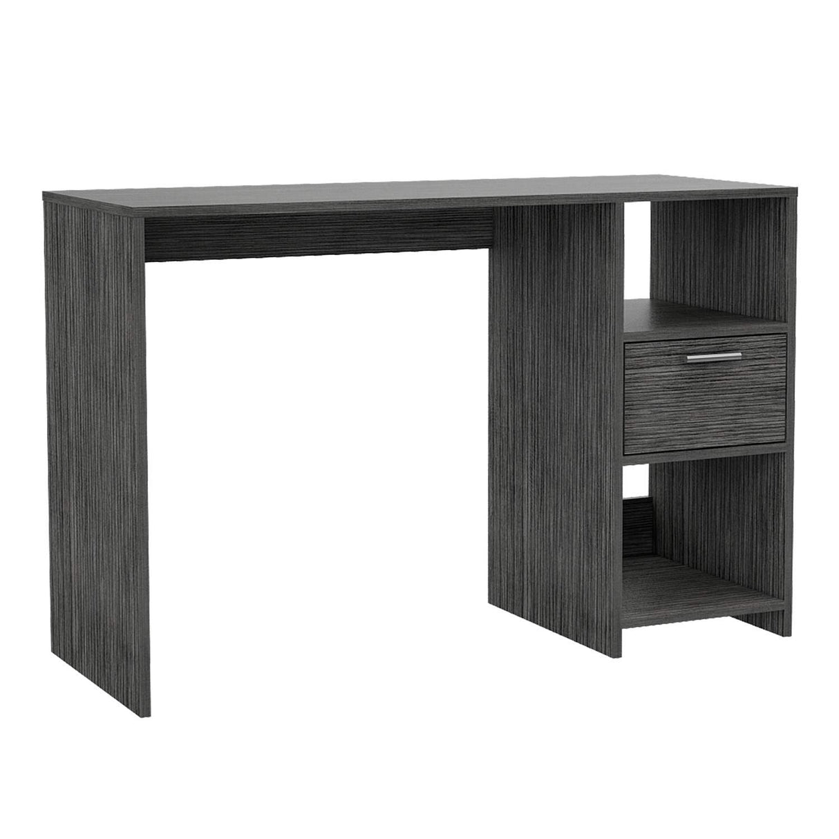 Escritorio Omma Roble Gris 110 cm con Un Cajón y Dos Entrepaños - Escritorios | Bylmo