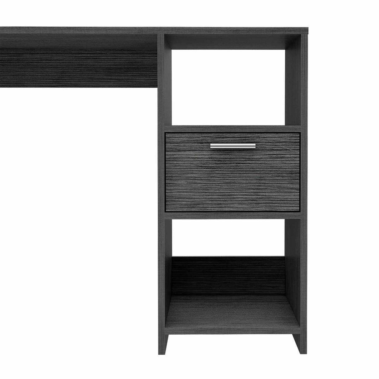 Escritorio Omma Roble Gris 110 cm con Un Cajón y Dos Entrepaños - Escritorios | Bylmo