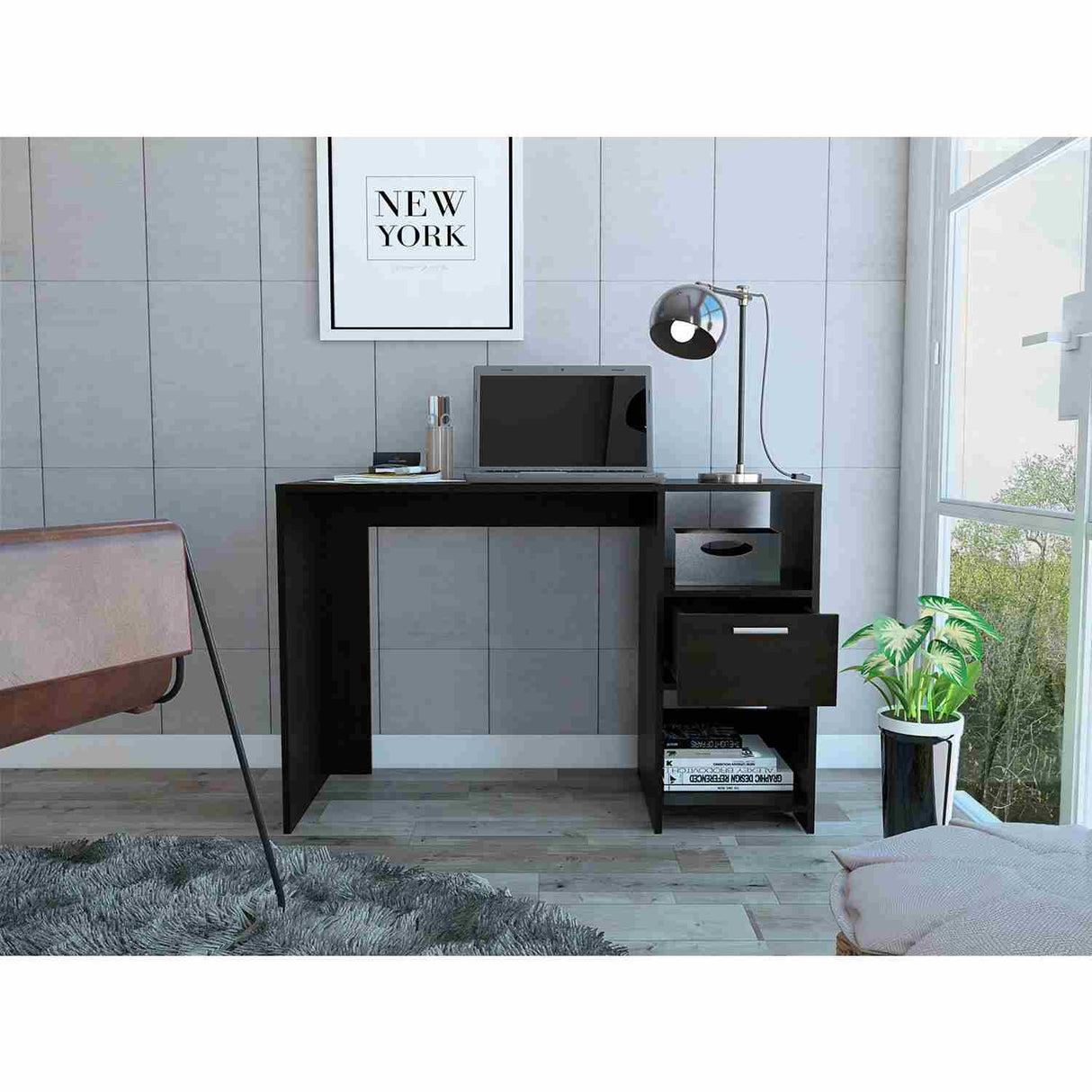 Escritorio Omma Wengue 110 cm con Cuatro Entrepaños - Escritorios | Bylmo