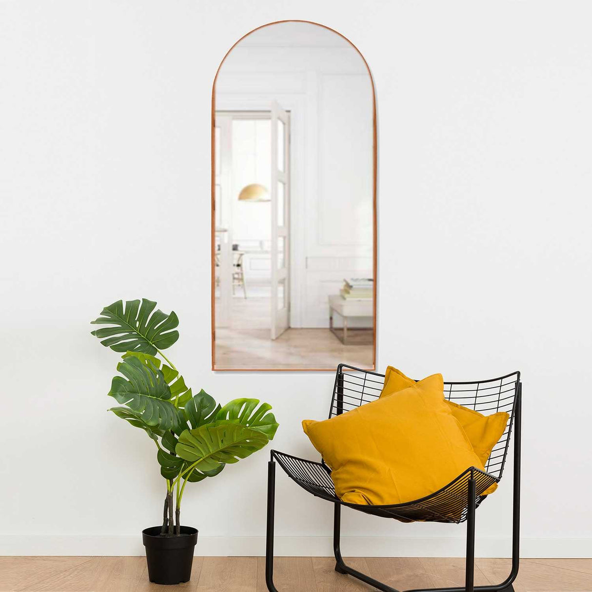 Espejo de Pared Ibiza Cobre 50x100cm Arco Superior con Marco Metalico - Espejos Decorativos | Bylmo