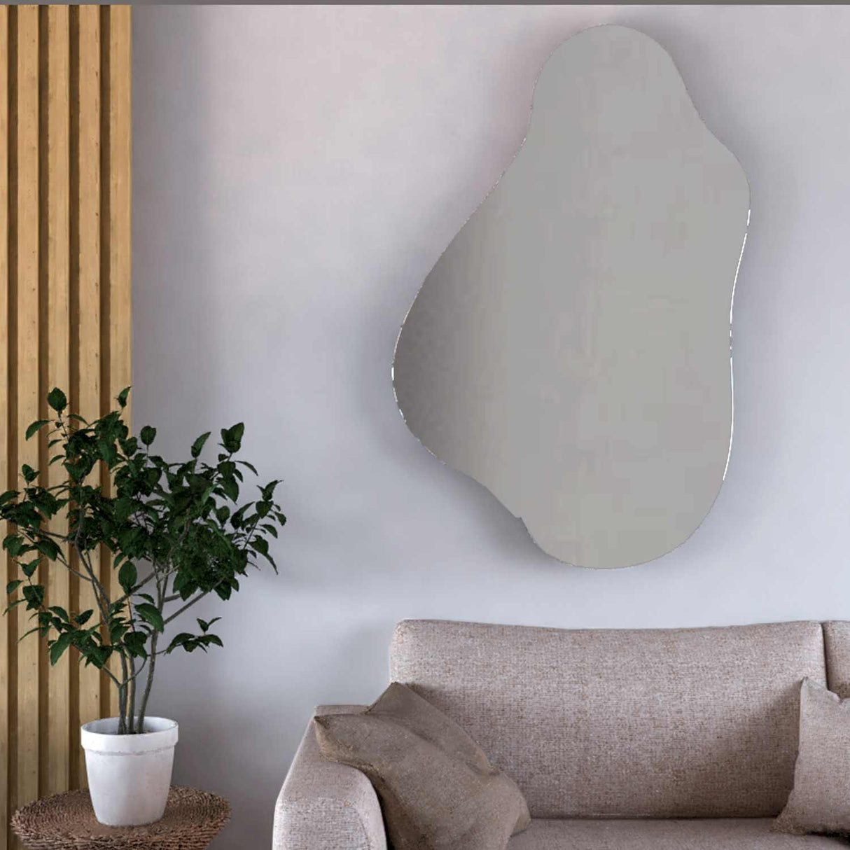 Espejo de Pared Maya Plateado 72x110cm Asimetrico sin Marco - Espejos Decorativos | Bylmo