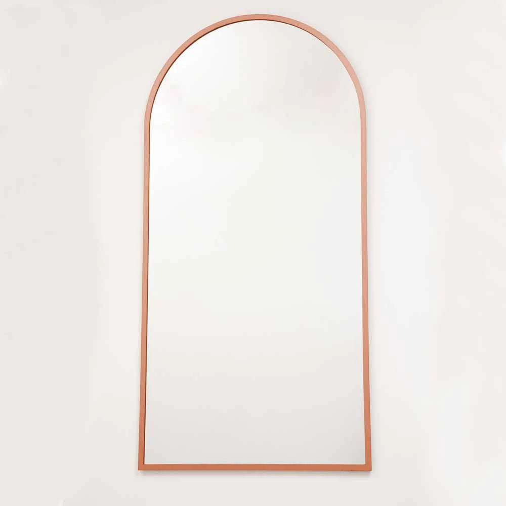 Espejo de Pared Oro Rosa 50x100cm Arco Superior con Marco En Madera - Espejos Decorativos | Bylmo