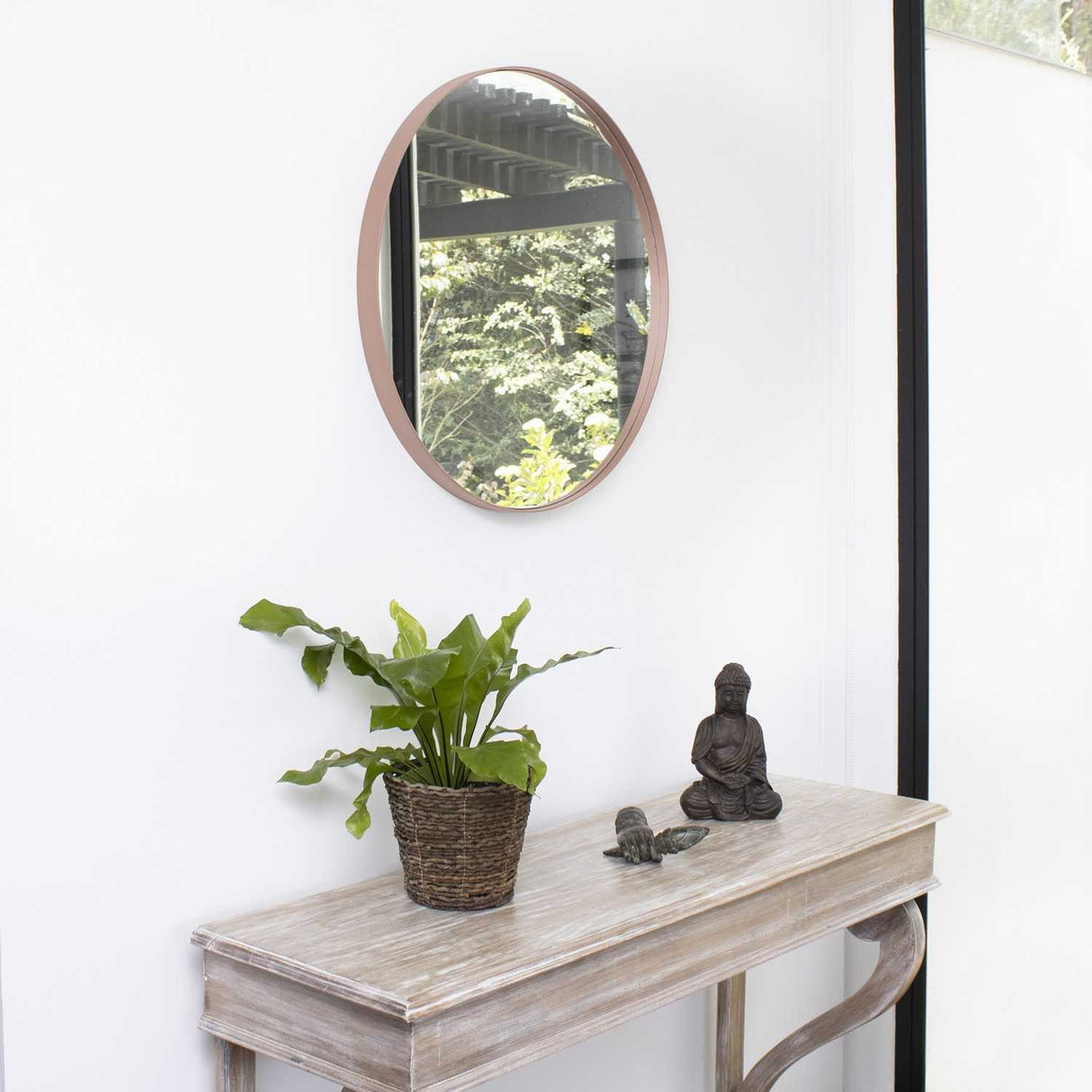 Espejo de Pared Osaka Cobre 50x50cm Redondo con Marco Metalico - Espejos Decorativos | Bylmo