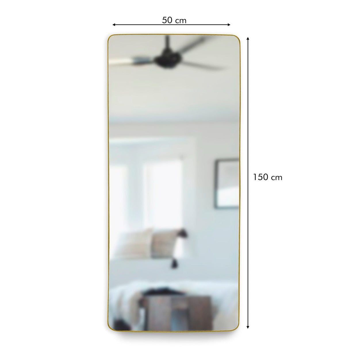 Espejo de Piso Tanger Dorado 50x150cm Rectangular con Marco Metálico - Espejos Decorativos | Bylmo