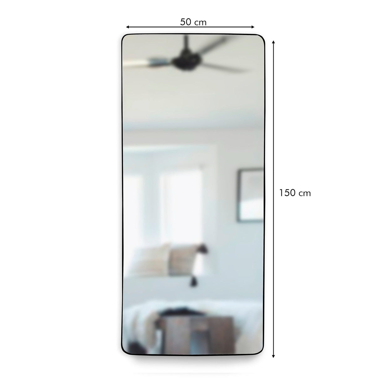 Espejo de Piso Tanger Negro 50x150cm Rectangular con Marco Metálico - Espejos Decorativos | Bylmo