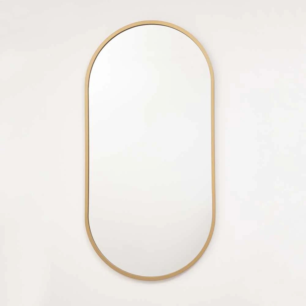 Espejo de Pared Dorado 40x80cm Ovalado con Marco En Madera - Espejos Decorativos | Bylmo