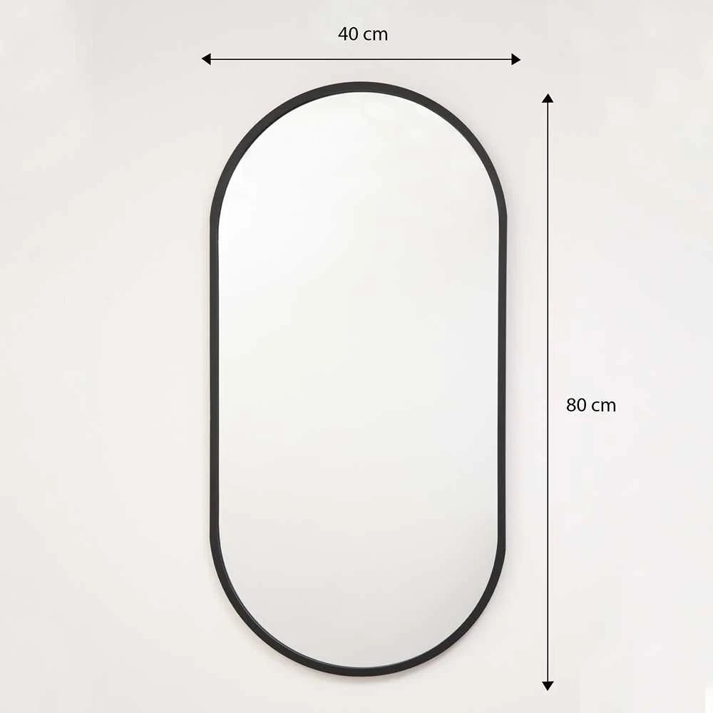 Espejo de Pared Negro 40x80cm Ovalado con Marco En Madera - Espejos Decorativos | Bylmo