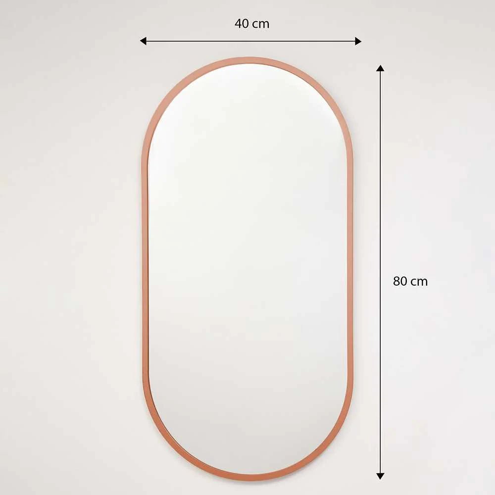 Espejo de Pared Oro Rosa 40x80cm Ovalado con Marco En Madera - Espejos Decorativos | Bylmo
