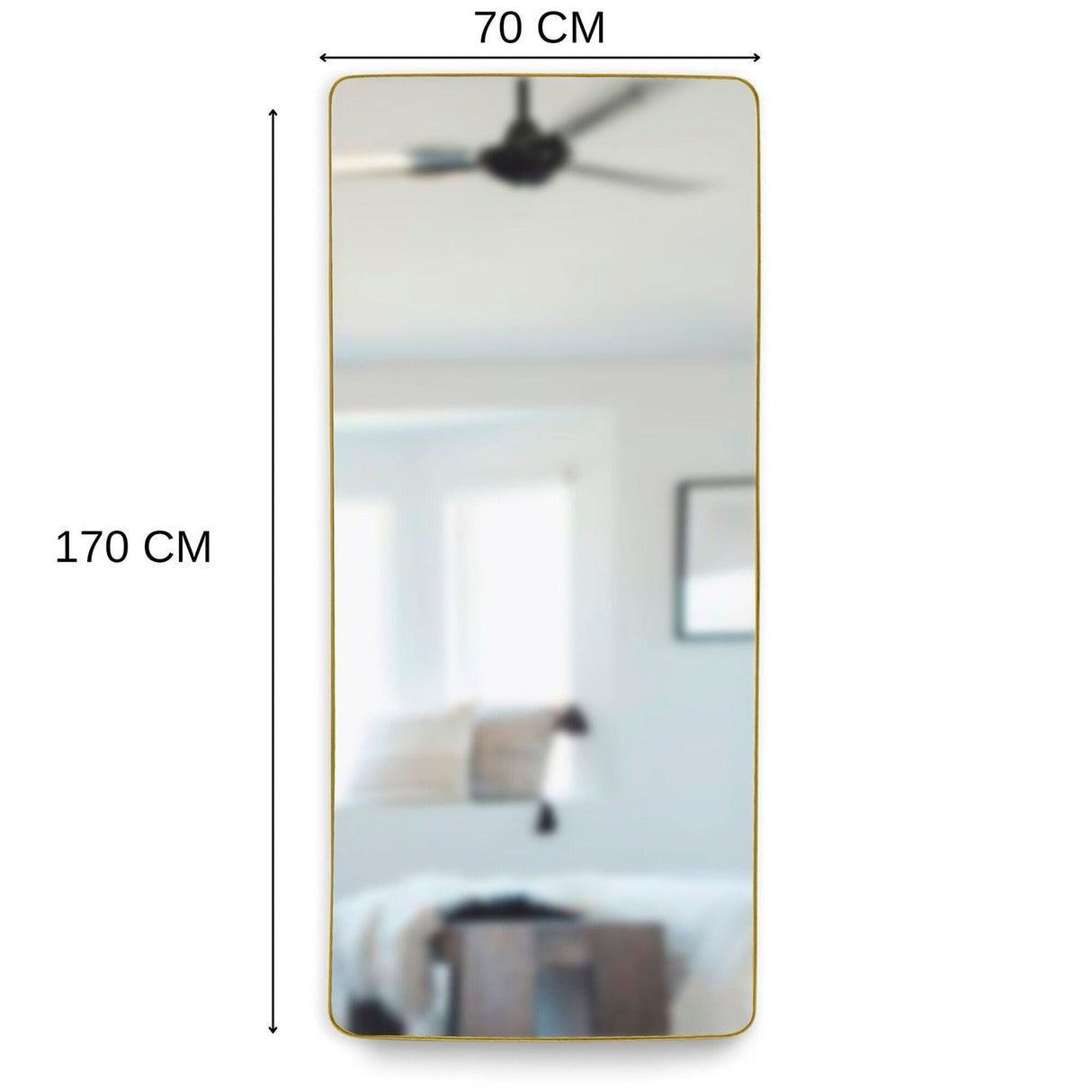 Espejo de Piso Tanger Dorado 70x170cm Rectangular con Marco Metálico - Espejos Decorativos | Bylmo
