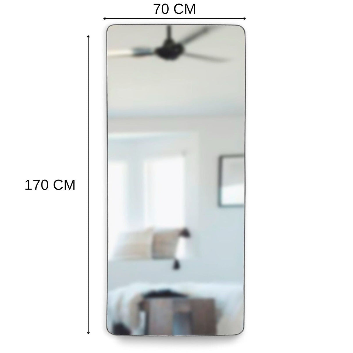 Espejo de Piso Tanger Plata 70x170cm Rectangular con Marco Metálico - Espejos Decorativos | Bylmo
