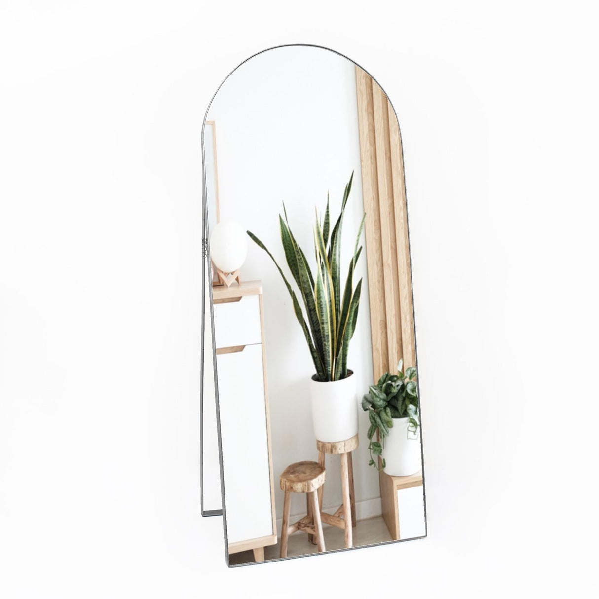 Espejo de Piso Zanzibar Plata 70x170cm Arco Superior con Marco Metálico - Espejos Decorativos | Bylmo