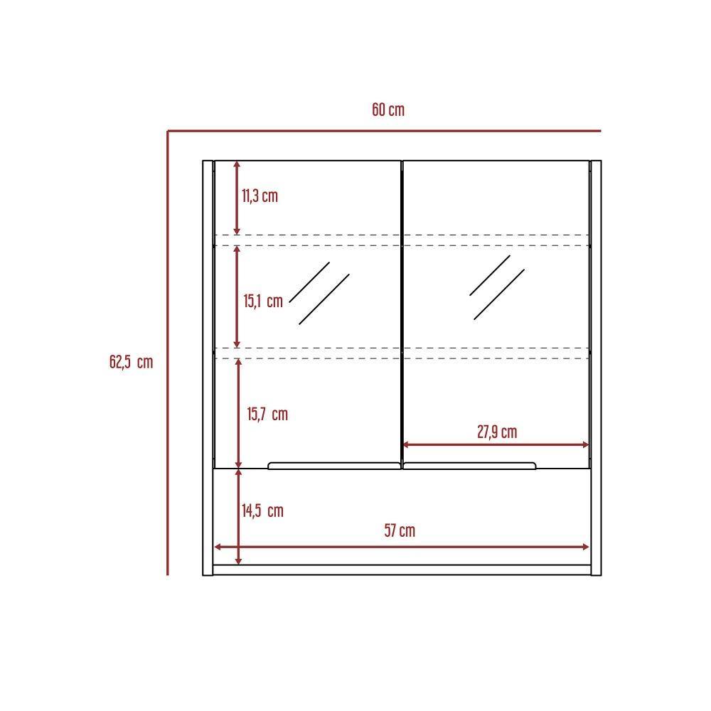 Gabinete Jaspe Blanco 60 cm con Dos Puertas y Espejo - Gabinetes | Bylmo
