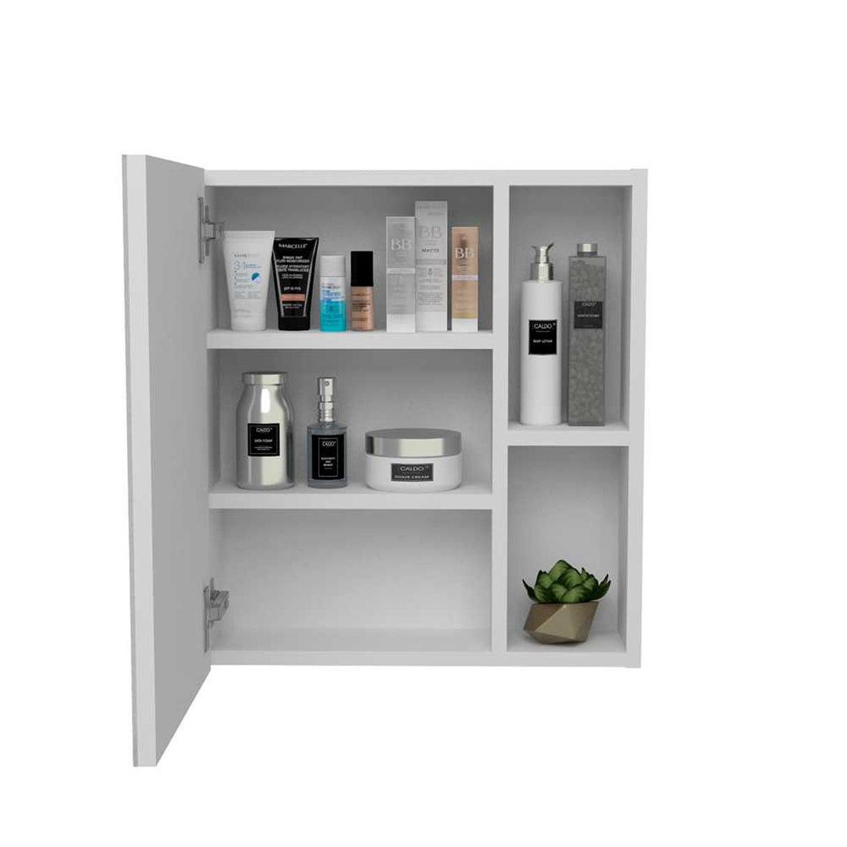 Gabinete de Baño Labelle Plus Blanco 45x49.7cm Cuadrado con Espejo y con Tres Entrepaños - Gabinetes | Bylmo