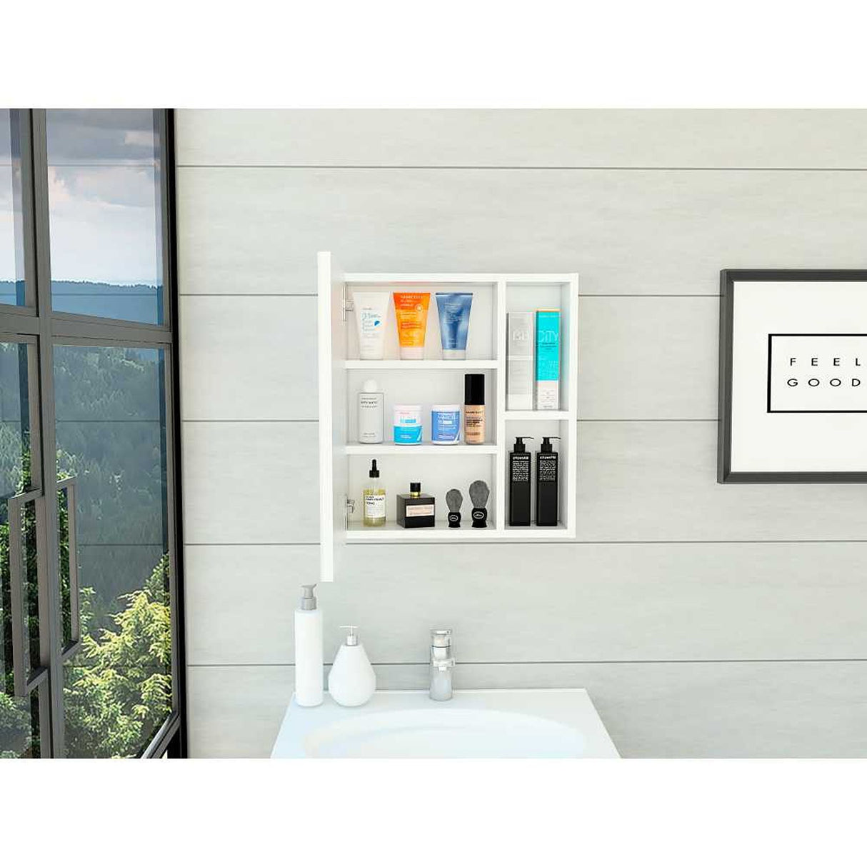 Gabinete de Baño Labelle Plus Blanco 45x49.7cm Cuadrado con Espejo y con Tres Entrepaños - Gabinetes | Bylmo
