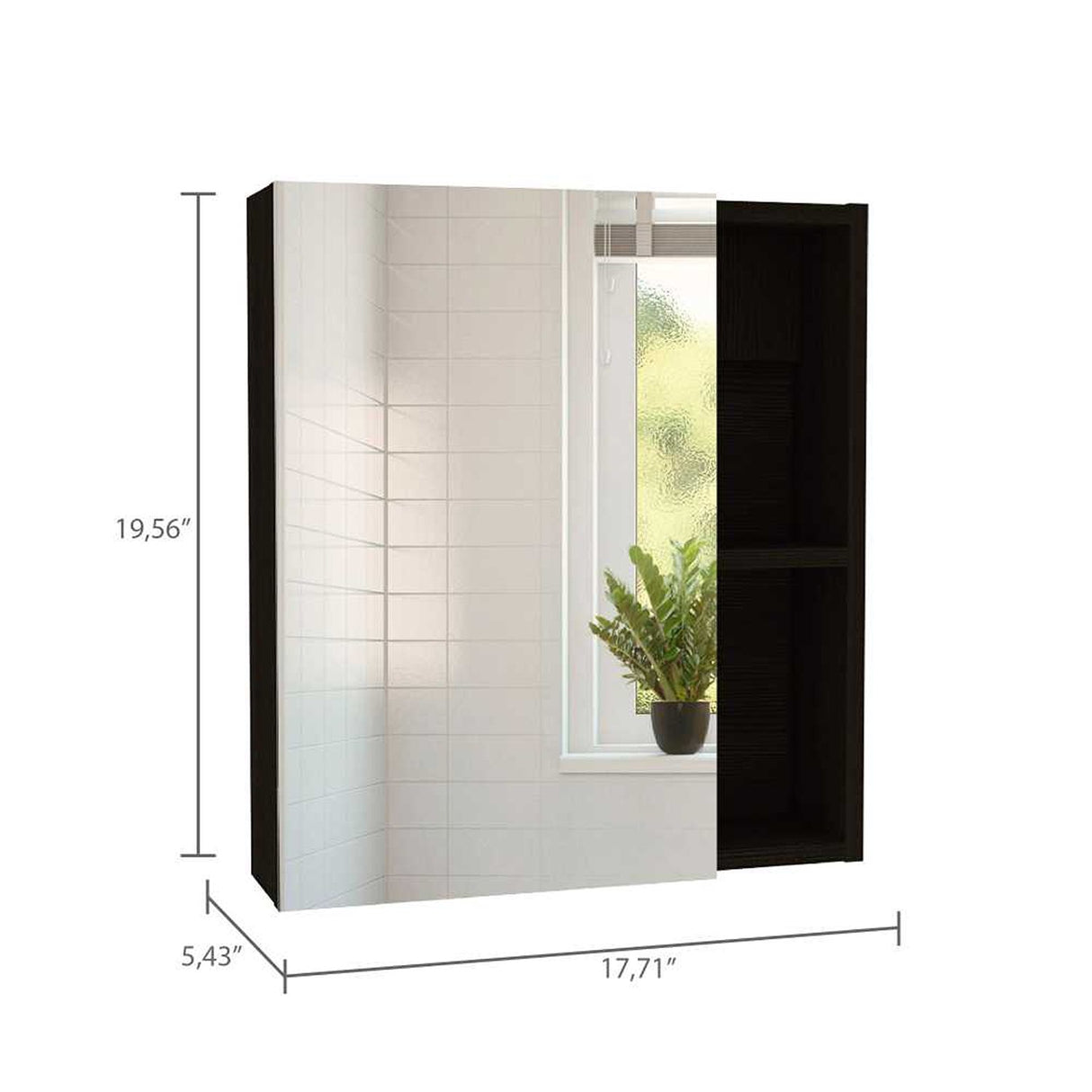 Gabinete de Baño Labelle Plus Wengue 45x49.7cm Cuadrado con Espejo y con Tres Entrepaños - Gabinetes | Bylmo