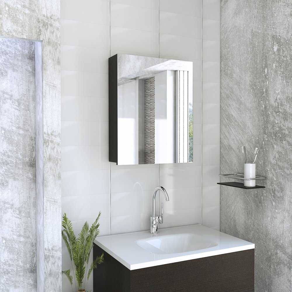 Gabinete de Baño Lumo Wengue 40x50.5cm Cuadrado con Espejo y con Un Entrepaño - Gabinetes | Bylmo