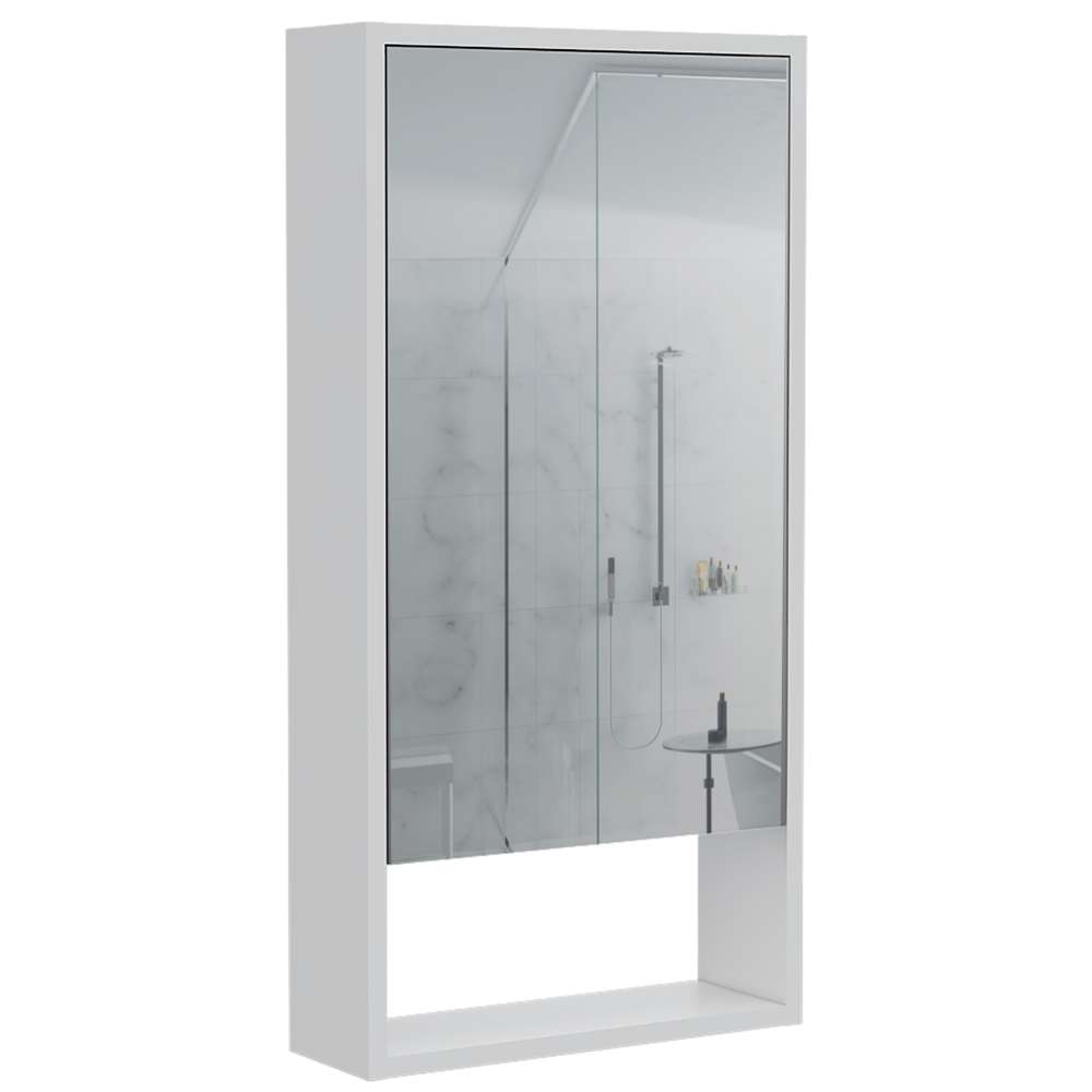 Gabinete de Baño Mariana Blanco 45.5x90cm Rectangular con Espejo y con Dos Entrepaños - Gabinetes | Bylmo