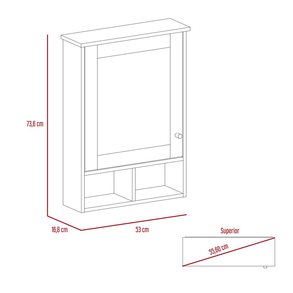 Gabinete de Baño Viña Blanco 53x73.6cm Cuadrado con Espejo y con Tres Entrepaños - Gabinetes | Bylmo