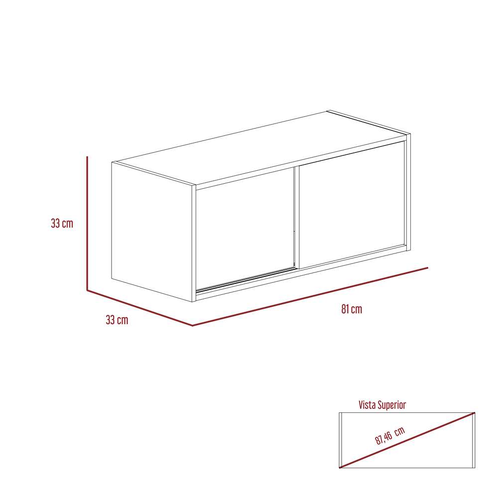 Mueble Note Wengue y Blanco 81 cm con Puertas Corredizas - Gabinetes | Bylmo