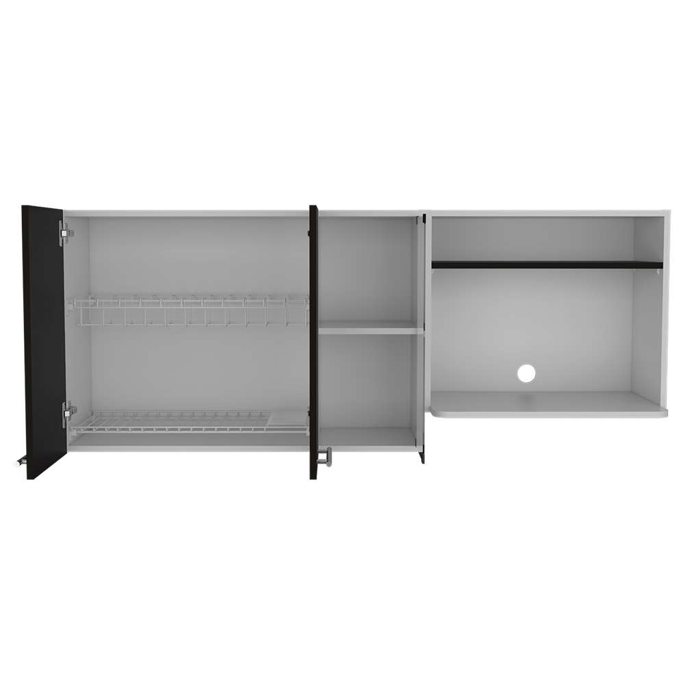 Mueble Superior de Cocina Blanco 150x60.2cm con Dos Entrepaños y con Tres Puertas - Cocinas | Bylmo