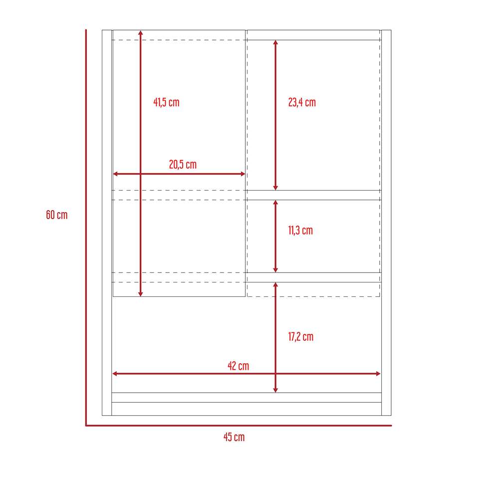 Gabinete Ventus Rovere 45 cm con Dos Puertas y Entrepaño - Gabinetes | Bylmo