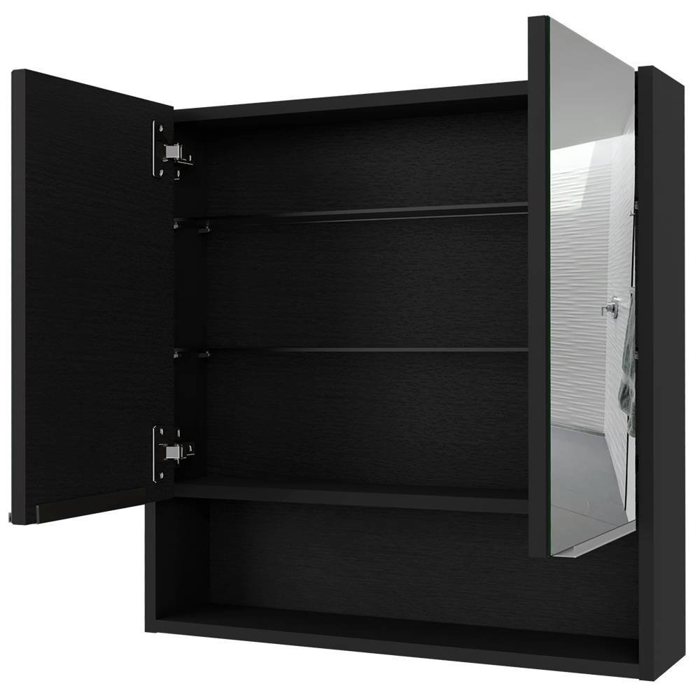 Gabinete de Baño Jaspe Wengue 60x62.5cm Cuadrado con Espejo y con Tres Entrepaños - Gabinetes | Bylmo