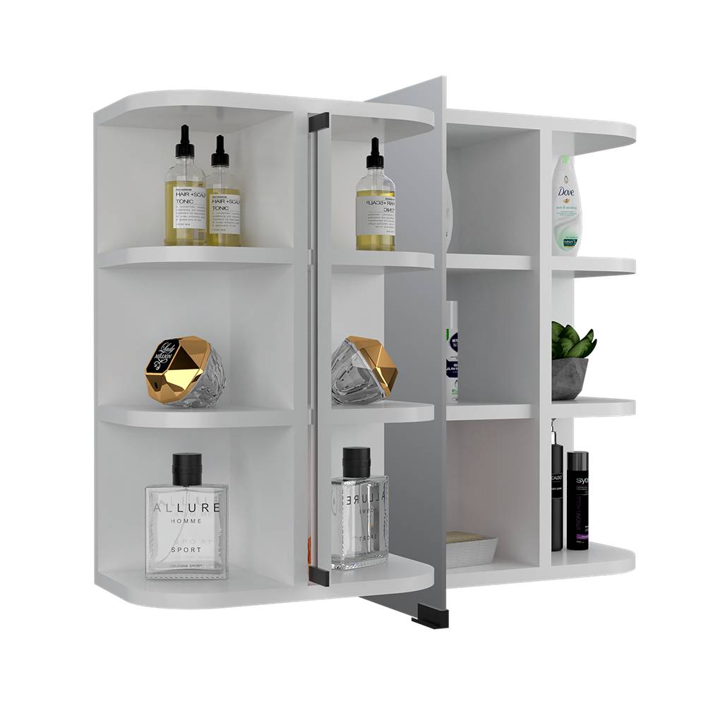 Gabinete de Baño Milan Blanco 60x50cm Cuadrado con Espejo y con Cuatro Entrepaños - Gabinetes | Bylmo
