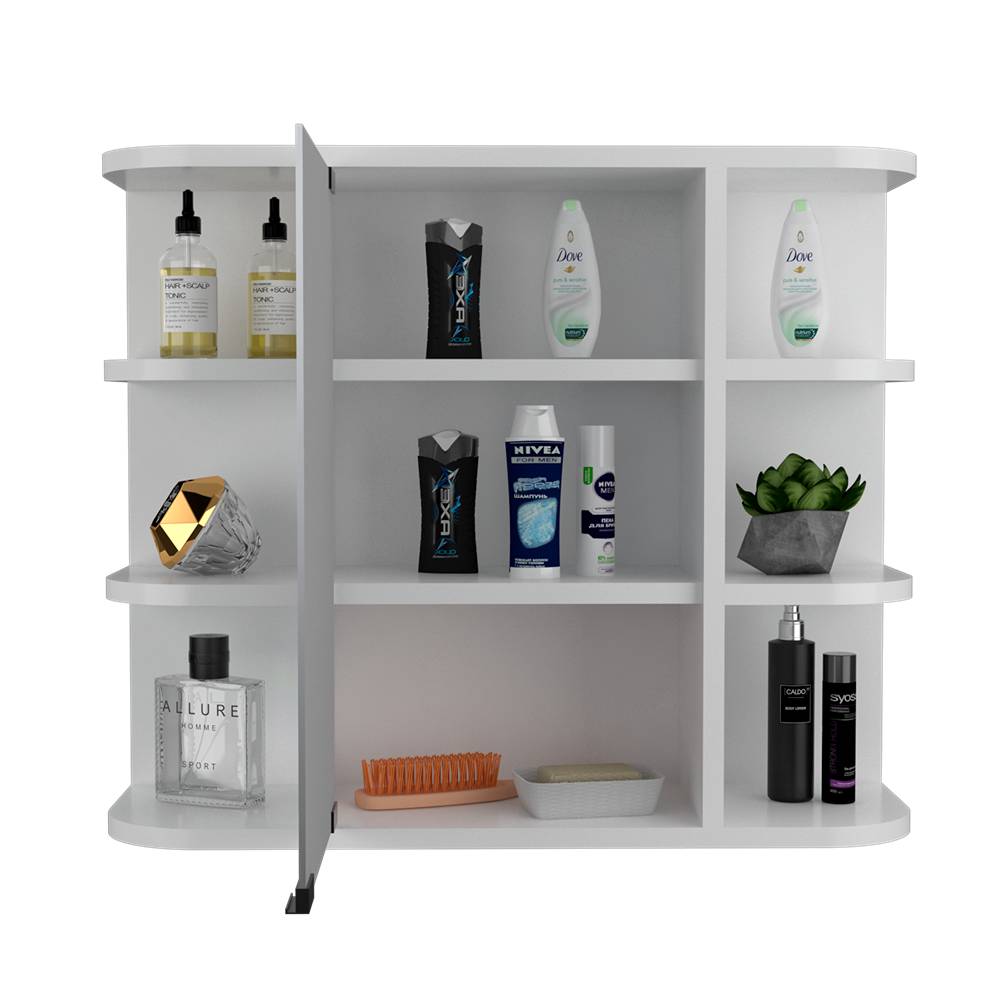 Gabinete de Baño Milan Blanco 60x50cm Cuadrado con Espejo y con Cuatro Entrepaños - Gabinetes | Bylmo