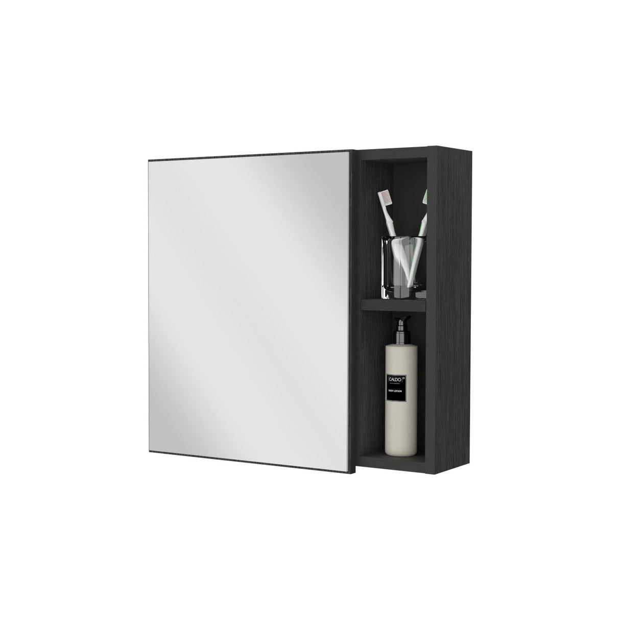 Gabinete de Baño Oman Wengue 50x47cm Cuadrado con Espejo y con Tres Entrepaños - Gabinetes de Baño | Bylmo
