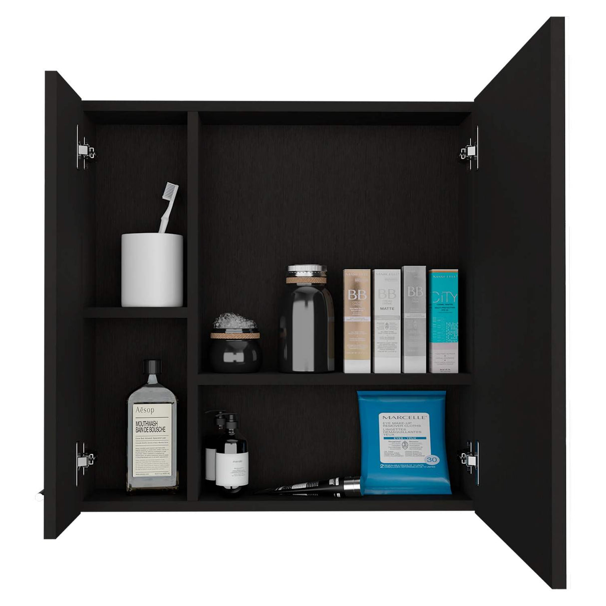 Gabinete de Baño Sines Plus Wengue 60x60cm Cuadrado con Espejo y con Dos Entrepaños - Gabinetes de Baño | Bylmo