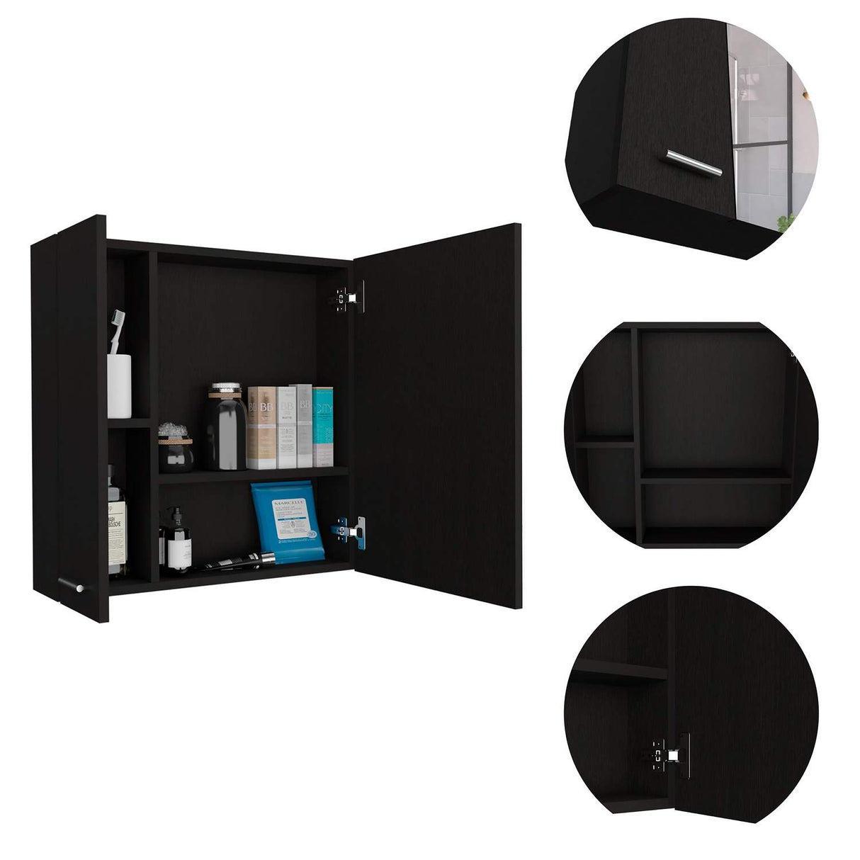 Gabinete de Baño Sines Plus Wengue 60x60cm Cuadrado con Espejo y con Dos Entrepaños - Gabinetes de Baño | Bylmo