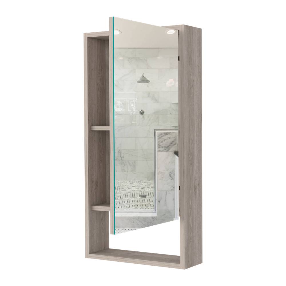 Gabinete de Baño Mariana Ceniza 45.5x90cm Rectangular con Espejo y con Dos Entrepaños - Gabinetes | Bylmo