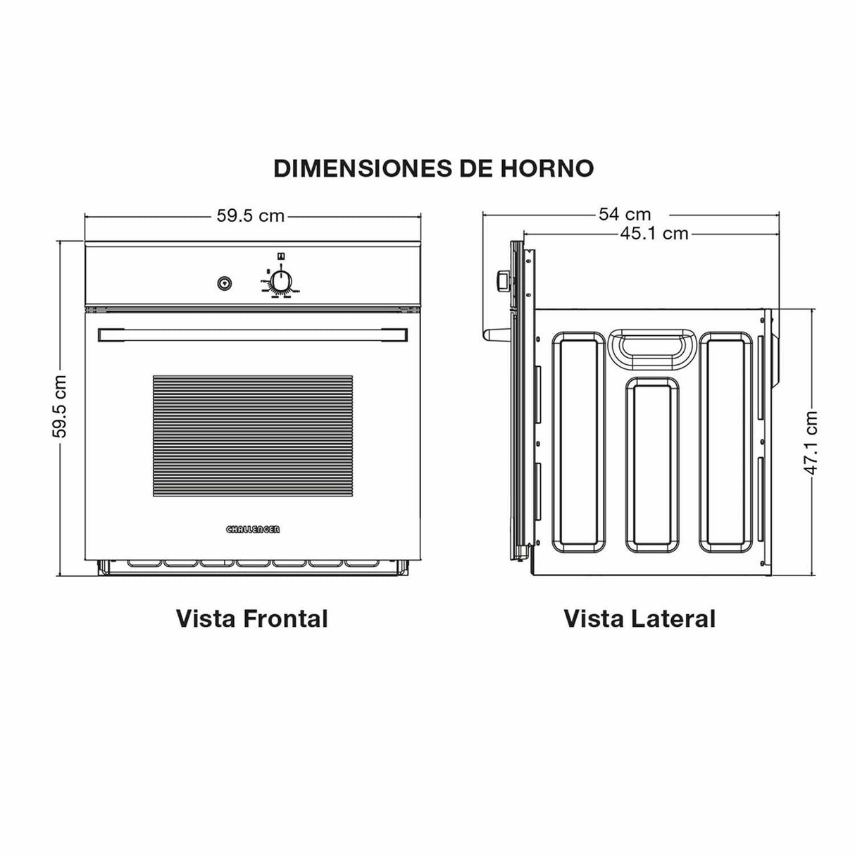 Horno de Empotrar Gas Natural Challenger Acero 60x60cm 53 Litros - Electrodomesticos | Bylmo