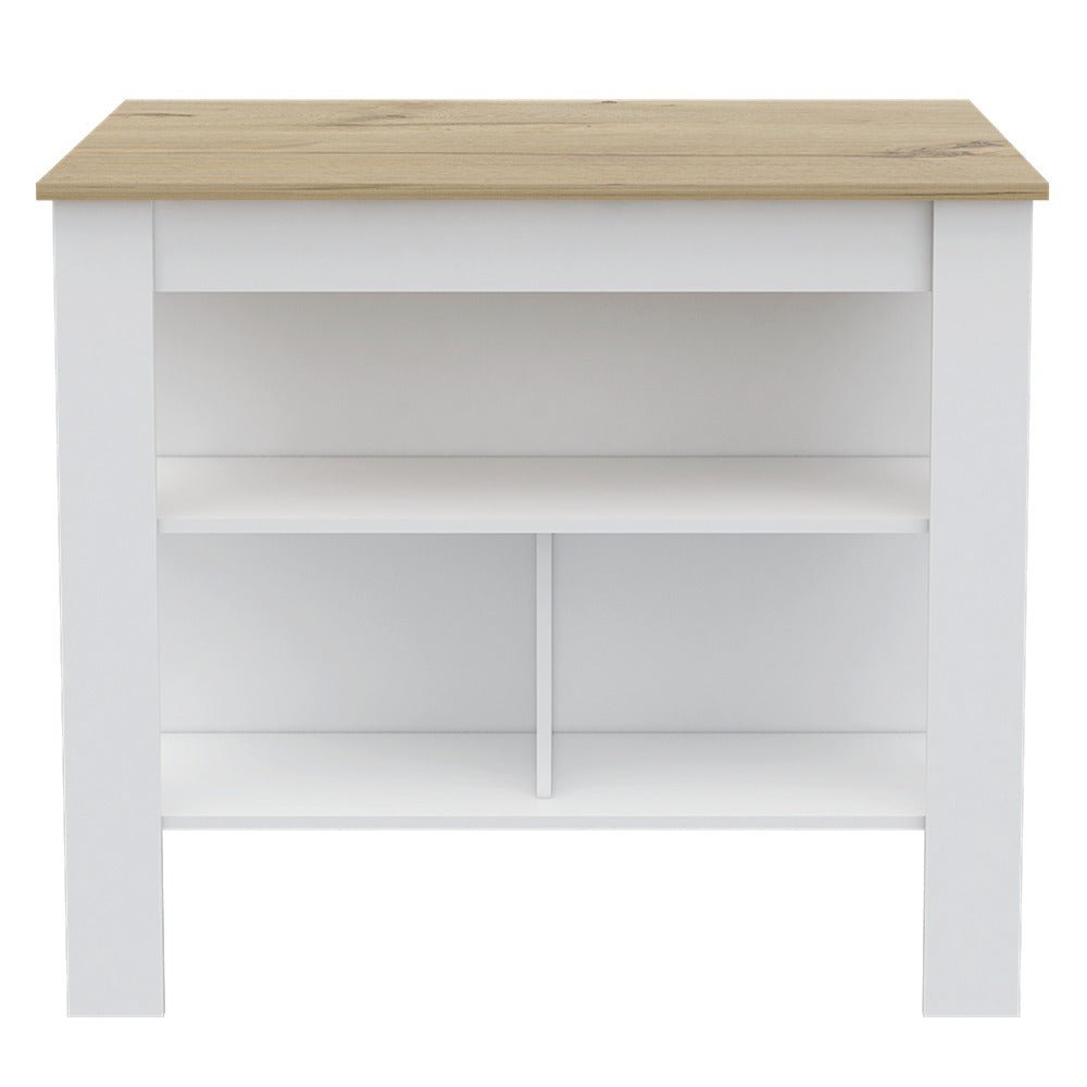 Isla de Cocina Cala Blanco Duna 103 cm con Entrepaños - Barras y Muebles Auxiliares | Bylmo