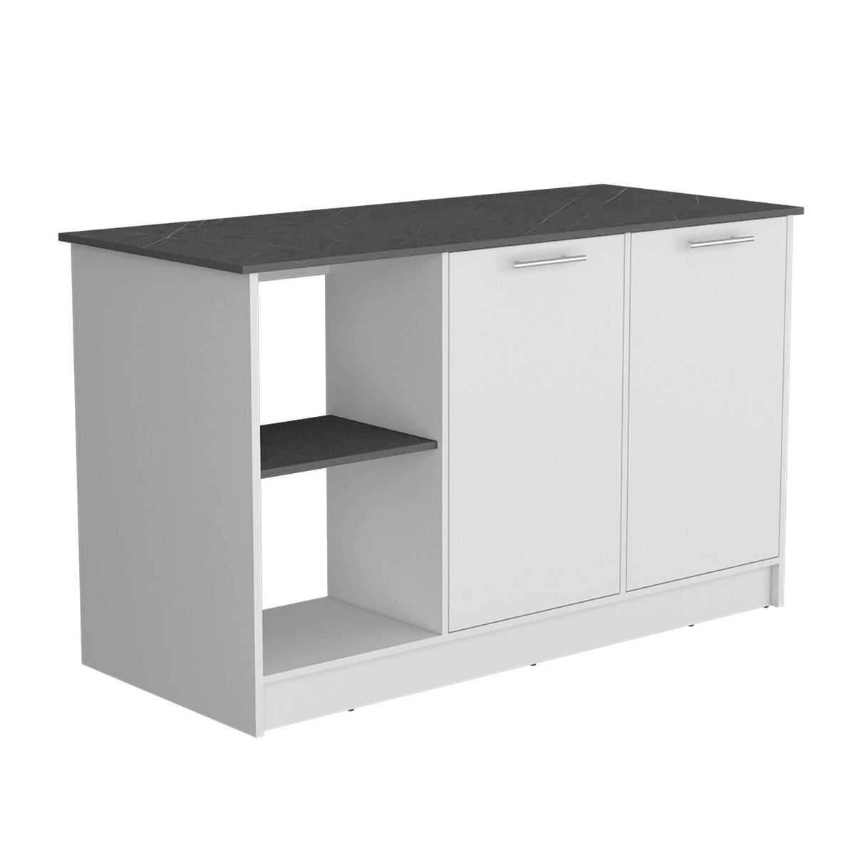 Isla de Cocina Juniper Onix 150x90cm con Tres Entrepaños y Seis Compartimientos - Barras y Muebles Auxiliares | Bylmo