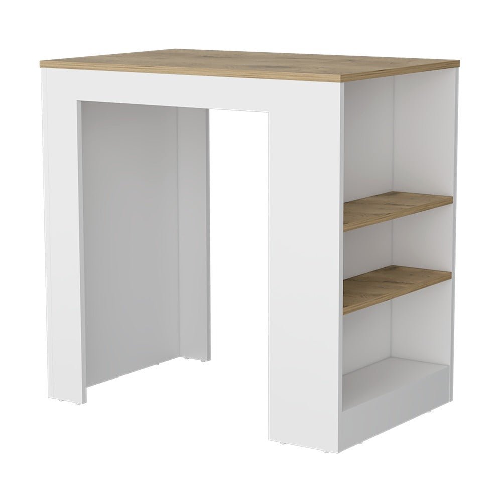 Isla de Cocina Macadamia 92x91cm con Dos Entrepaños y Tres Compartimientos - Barras y Muebles Auxiliares | Bylmo
