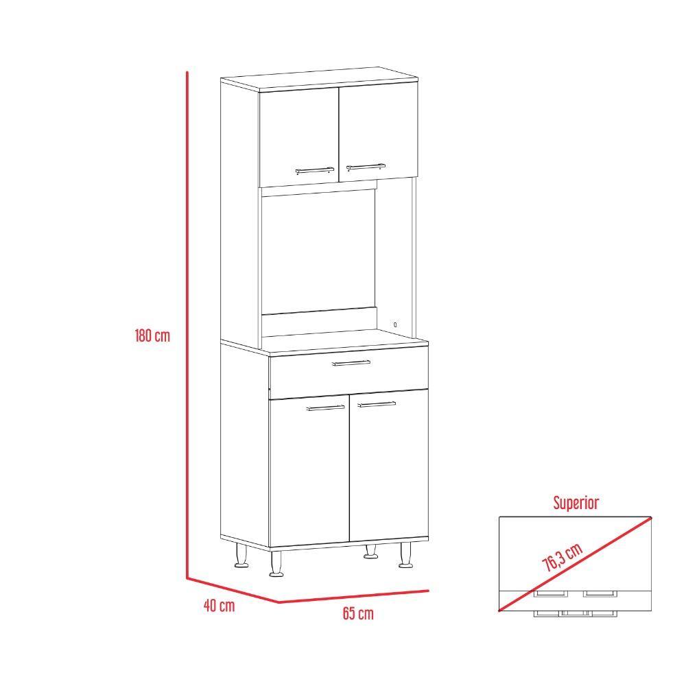 Alacena Norwich Wengue y Blanco 65 cm con Cuatro Puertas y Un Cajón - Muebles Organizadores | Bylmo