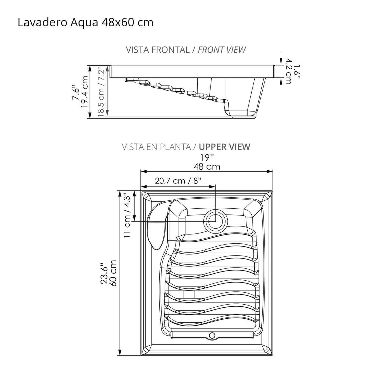 Lavadero Aqua Blanco 48 cm con Almacenamiento y Puertas - Muebles de Aseo y Ropas | Bylmo