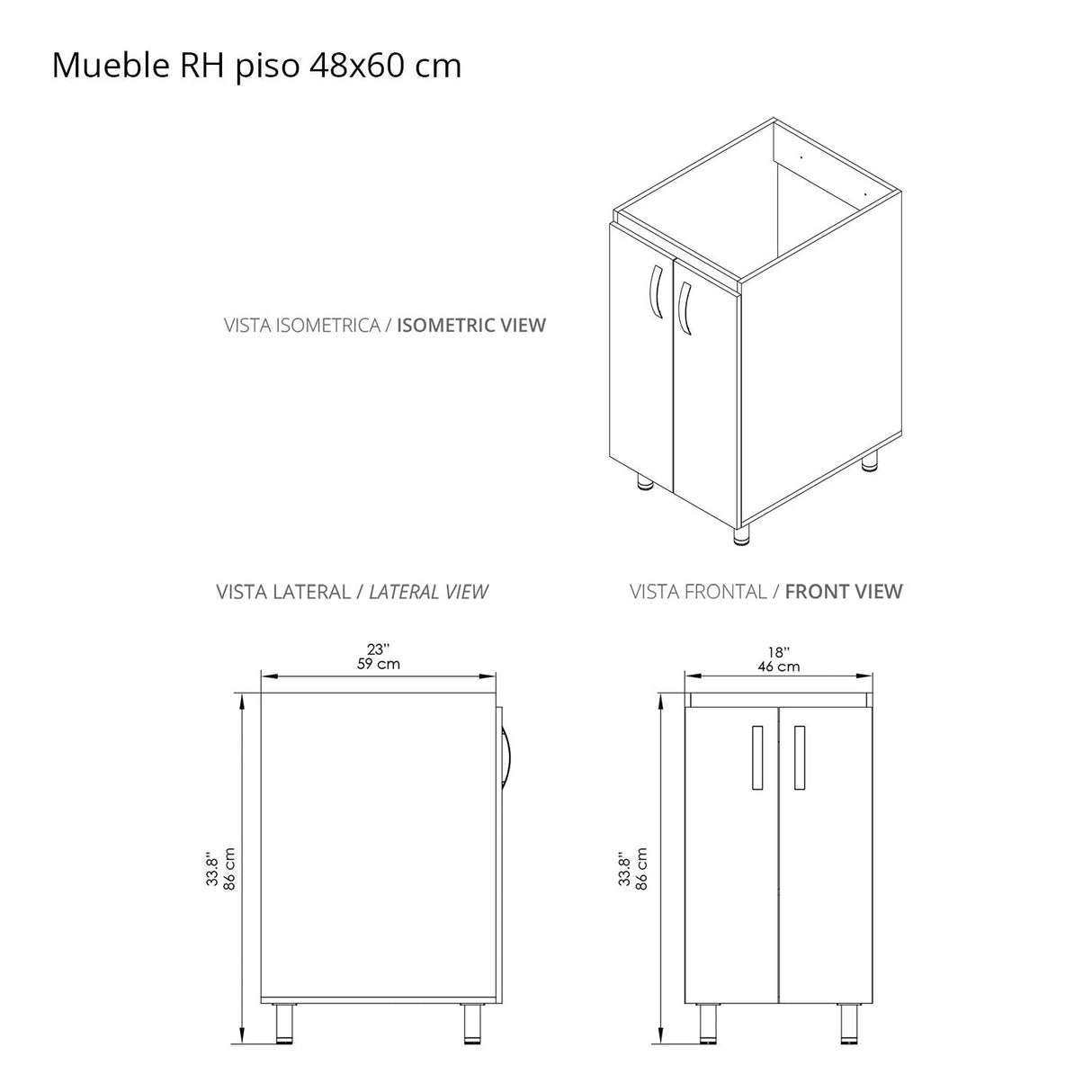 Lavadero Aqua Blanco 48 cm con Almacenamiento y Puertas - Muebles de Aseo y Ropas | Bylmo
