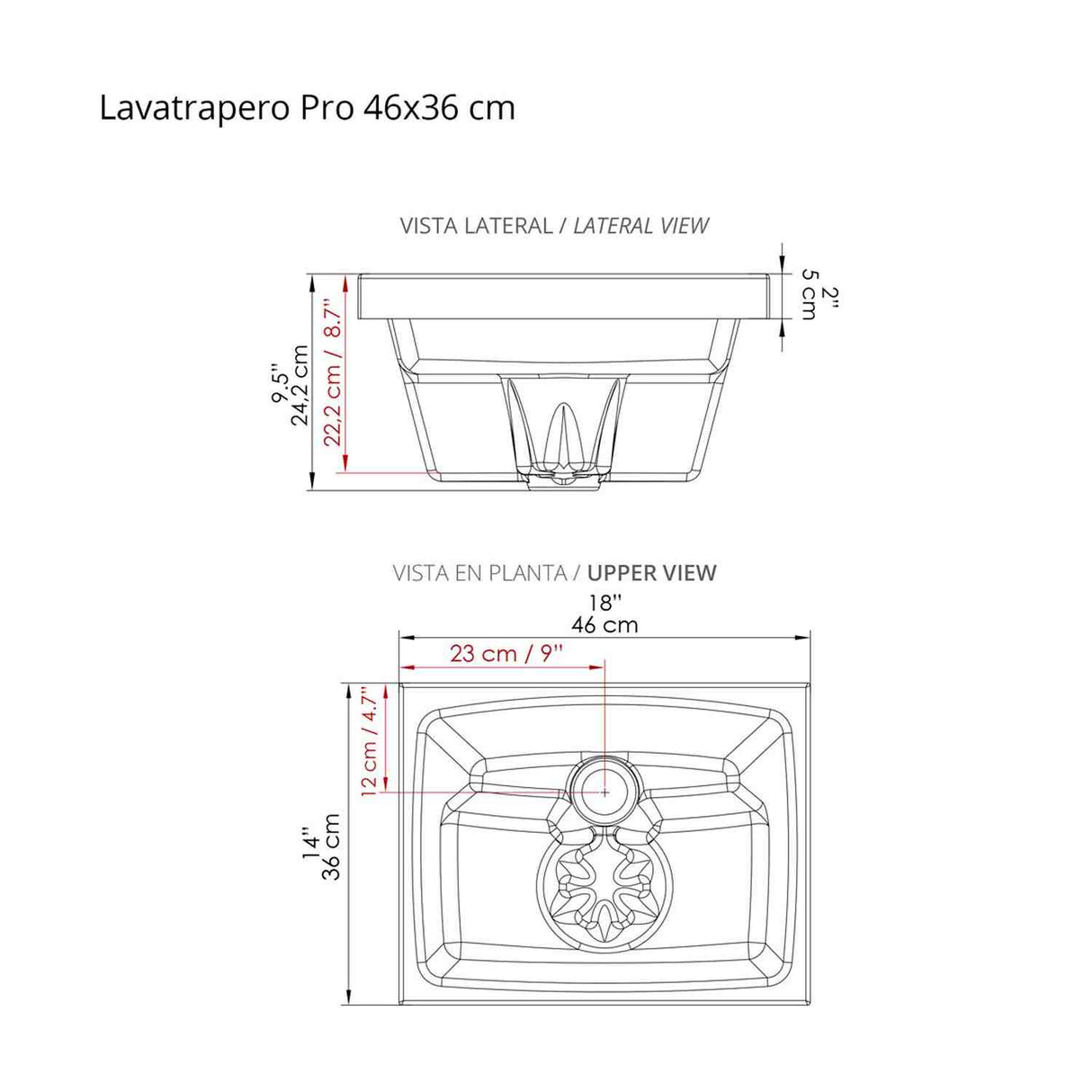 Lavatrapero Pro Blanco 46 cm con Escurridor - Muebles de Aseo y Ropas | Bylmo